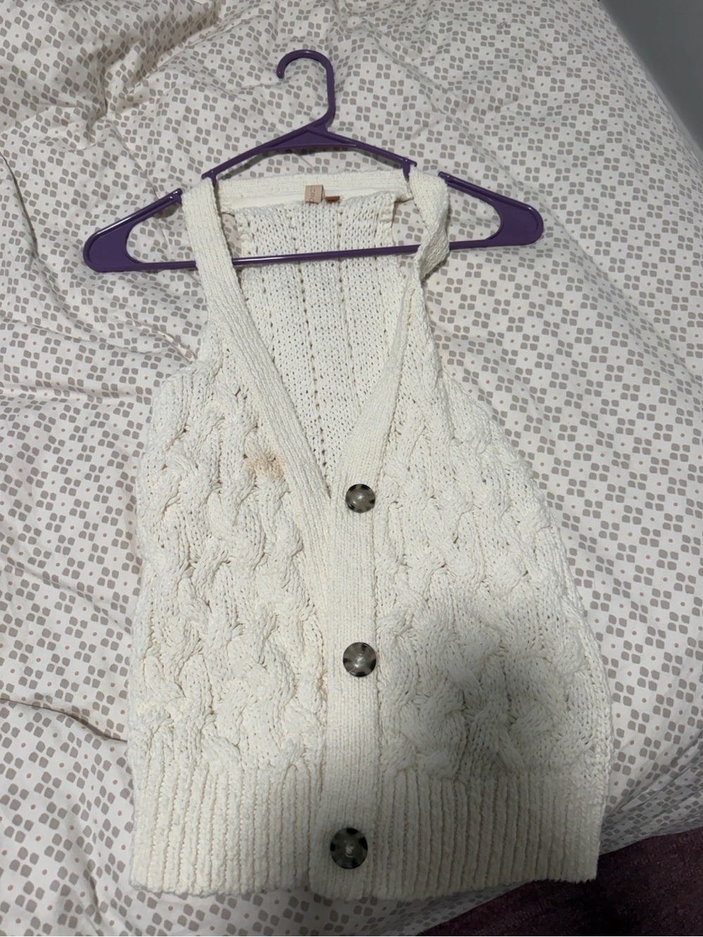 Pilcro Cream Cable-Knit Button Vest